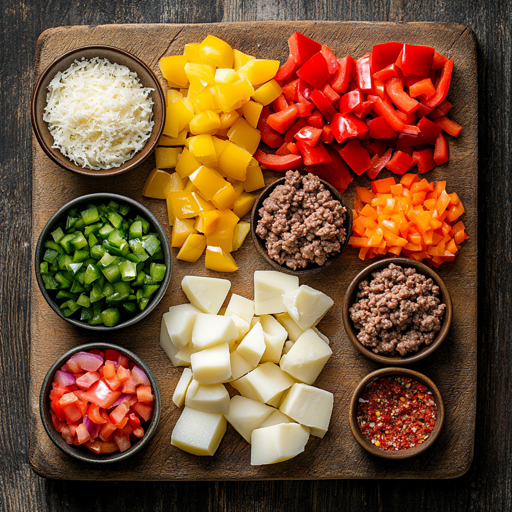 Cheesesteak Potato Casserole ingredients