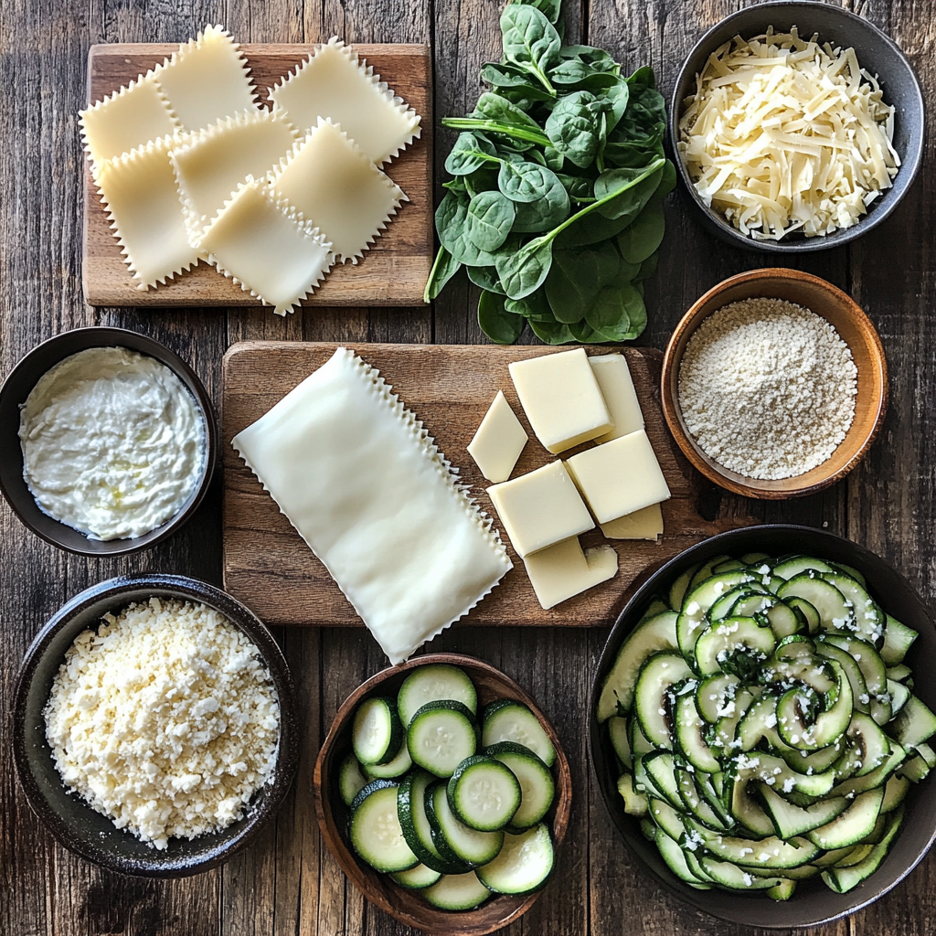 Veggie White Lasagna ingredients