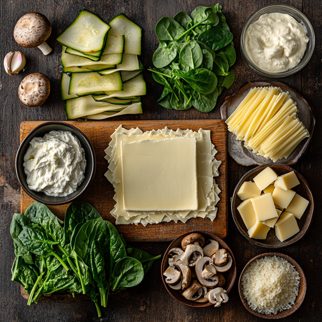 Veggie White Lasagna ingredients
