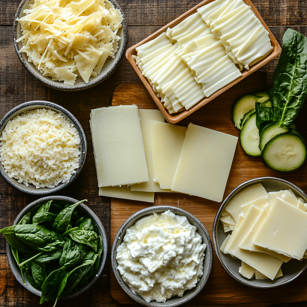 Veggie White Lasagna ingredients